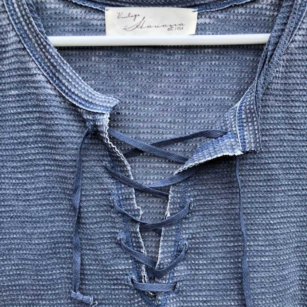 Distressed Havana Lace-Up Thermal long sleeve